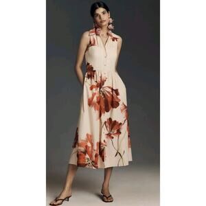 Anthropologie Hutch Sleeveless Shirt Dress Abstract Floral Sz MP